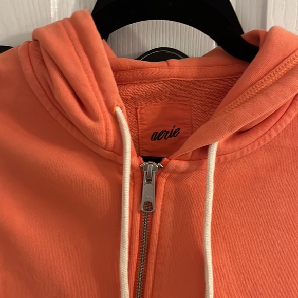 Aerie Orange Zip Up Cropped Hoodie - Picture 2 of 3